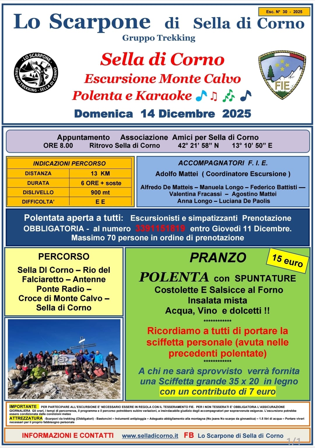 20251214 escursione monte calvo e polentata